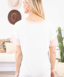 Vanilla Bay Baby Pink Multicolor Floral Print V-Neck Top Tops