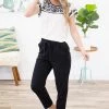 Mittoshop Bottoms Black Elastic Waist Straight Leg Twill Pants