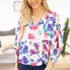 Andree By Unit Ivory Multicolor Floral Print Top