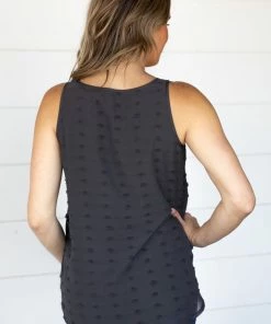 Zenana Graphite Swiss Dot Tank Tops