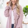 Lovely Melody Mauve Teddy Bear Textured Shacket