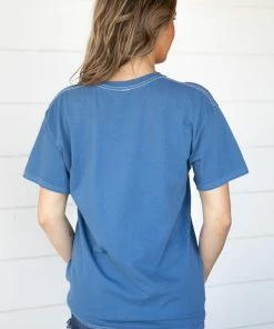 Sweet Claire Dusty Blue Nashville Graphic Tee Tops