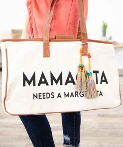 Y & S Handbags Beige Mamacita Tote Bag With Tassel Accessories