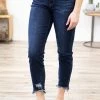 Judy Blue Jeans Judy Blue Dark Wash Fray Hem Skinny Jeans