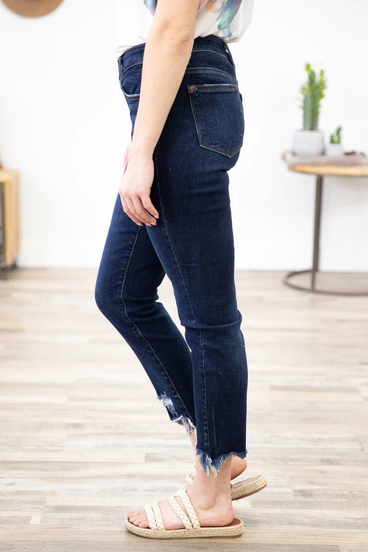 Judy Blue Jeans Judy Blue Dark Wash Fray Hem Skinny Jeans 5 Judy Blue Jeans Judy Blue Dark Wash Fray Hem Skinny Jeans
