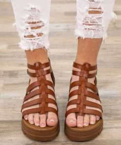 Jellypop Shoes Cognac Chunky Sole Multistrap Sandal