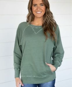 Filly Flair Sales Shop 26 Zenana Olive Pigment Dyed Sweatshirt