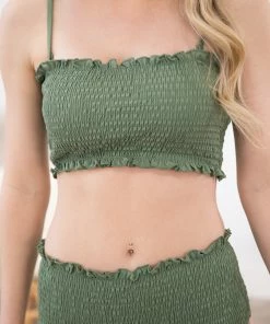 Shewin Sage Smocked Two Piece Swimsuit