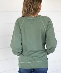 Zenana Olive Pigment Dyed Sweatshirt