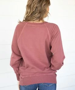 Zenana Burgundy Pigment Dyed Sweatshirt