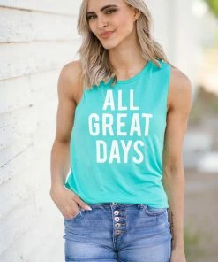 Qualified Apparel Turquoise All Great Days Graphic Tank GRAPHIC TEES