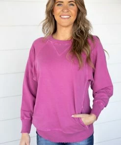 Filly Flair Sales Shop 22 Zenana Orchid Pigment Dyed Sweatshirt Tops