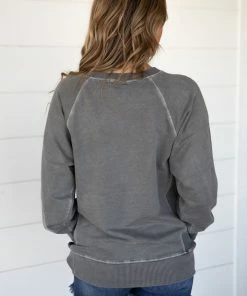 Zenana Tops Steel Pigment Dyed Sweatshirt