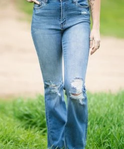 Cello Jeans Cello High Rise Side Slit Flare Jeans Bottoms