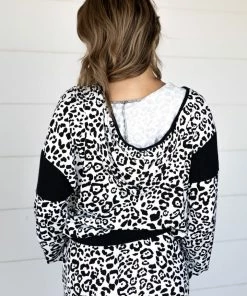 Together Clothing Tops Black And White Animal Print Jogger Set