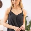 Naked Zebra Black Surplice Tank TANK TOPS