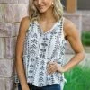 Blue Pepper White Aztec Print Tank With Tie 2 Blue Pepper White Aztec Print Tank With Tie