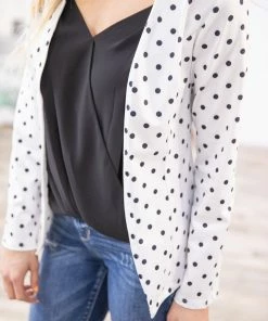 Flarix White And Black Polka Dot Blazer JACKETS 8 Flarix White And Black Polka Dot Blazer JACKETS