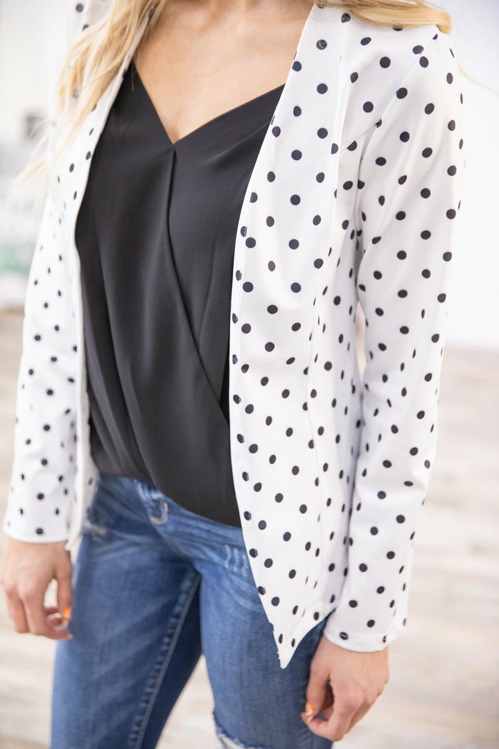 Flarix White And Black Polka Dot Blazer JACKETS 5 Flarix White And Black Polka Dot Blazer JACKETS