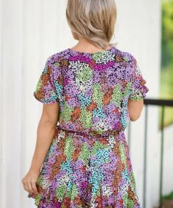 Jodifl Lavender Multicolor Floral Smocked Waist Dress