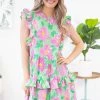 Staccato Mint And Orchid Floral Print Dress Dresses