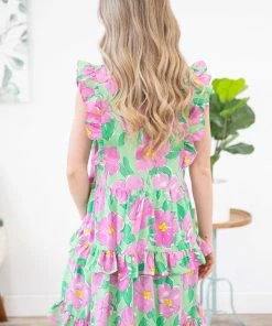 Staccato Mint And Orchid Floral Print Dress Dresses