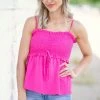 BIBI TANK TOPS Hot Pink Smocked Bodice Tie Front Tank