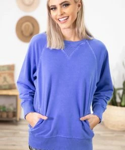 Filly Flair Sales Shop 28 Zenana Royal Blue Pigment Dyed Sweatshirt