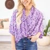 Twenty Ten Tops Lavender Animal Print Drape Front Top