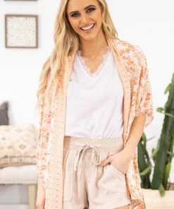 Veracci Beige Elastic Tie Waist Shorts Bottoms