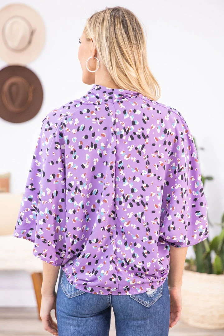 Twenty Ten Tops Lavender Animal Print Drape Front Top 6 Twenty Ten Tops Lavender Animal Print Drape Front Top