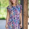 Beeson River Dresses Black And Multicolor Leaf Print Dress