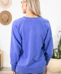 Zenana Royal Blue Pigment Dyed Sweatshirt