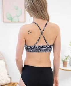 Charmo SWIMWEAR Black Aztec Print Top Two Piece Swimsuit