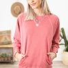 Zenana Wine Pigment Dyed Sweatshirt Tops