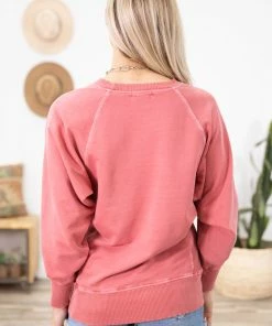 Zenana Wine Pigment Dyed Sweatshirt Tops 9 Zenana Wine Pigment Dyed Sweatshirt Tops