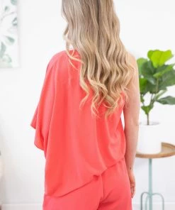 Main Strip Apparel Dresses Pink Draped One Shoulder Elastic Waist Romper