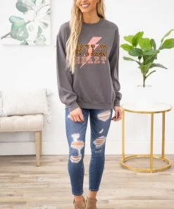 Sweet Claire SWEATSHIRTS & HOODIES Charcoal Wild Heart Graphic Sweatshirt