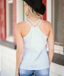 Doe & Rae White And Black Stripe Tank With Cutouts Tops 9 Doe & Rae White And Black Stripe Tank With Cutouts Tops