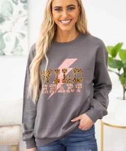 Sweet Claire SWEATSHIRTS & HOODIES Charcoal Wild Heart Graphic Sweatshirt