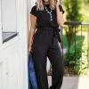 2 Hearts Inc Dresses Black Tie Waist Short Sleeve Jumpsuit