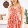 BE Stage Tops Red Ditsy Floral Babydoll Tank