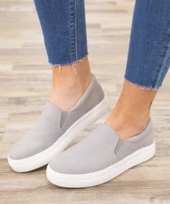Fortune Dynamic Grey Textured Platform Slip On Shoes