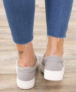 Fortune Dynamic Grey Textured Platform Slip On Shoes