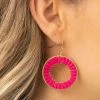 Crystals Trading Inc Accessories Hot Pink Beaded Circle Dangle Earrings