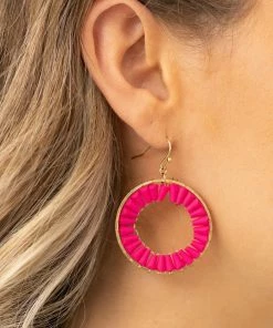 Crystals Trading Inc Accessories Hot Pink Beaded Circle Dangle Earrings