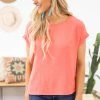 Gilli Coral Roll Sleeve Round Neck Top SHORT SLEEVES 1 Gilli Coral Roll Sleeve Round Neck Top SHORT SLEEVES