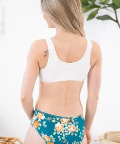 Shewin SWIMWEAR Teal Floral Bottom Two Piece Swimsuit