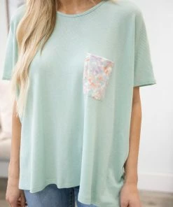 BE Stage Mint Dolman Sleeve Animal Print Pocket Top SHORT SLEEVES 9 BE Stage Mint Dolman Sleeve Animal Print Pocket Top SHORT SLEEVES