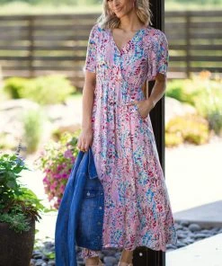 Lime N Chili Blush Multicolor Leaf Print Maxi Dress